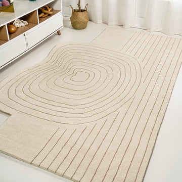 Retro Bohemian Abstract Striped Handwoven Wool Area Rug
